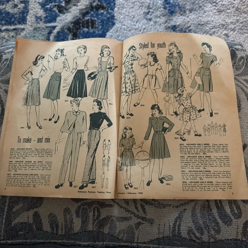Vintage Jan-Feb 1945 Advance Pattern Co Fashion News Booklet WWII Era Sewing